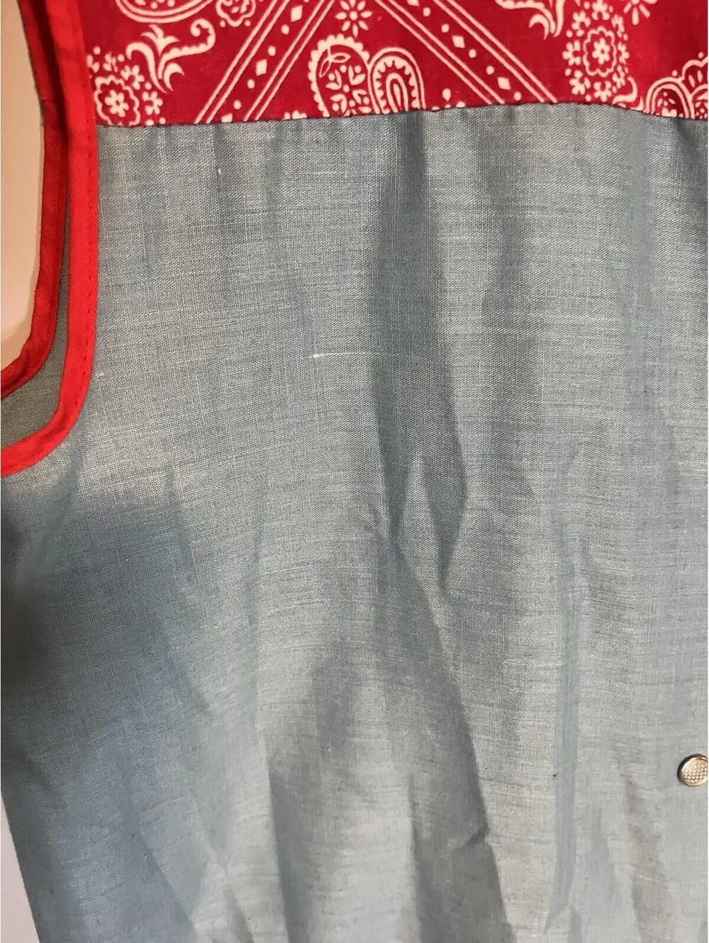 Vintage Blue Red Size M Cobbler Apron denim-like bandana granny retro 60s